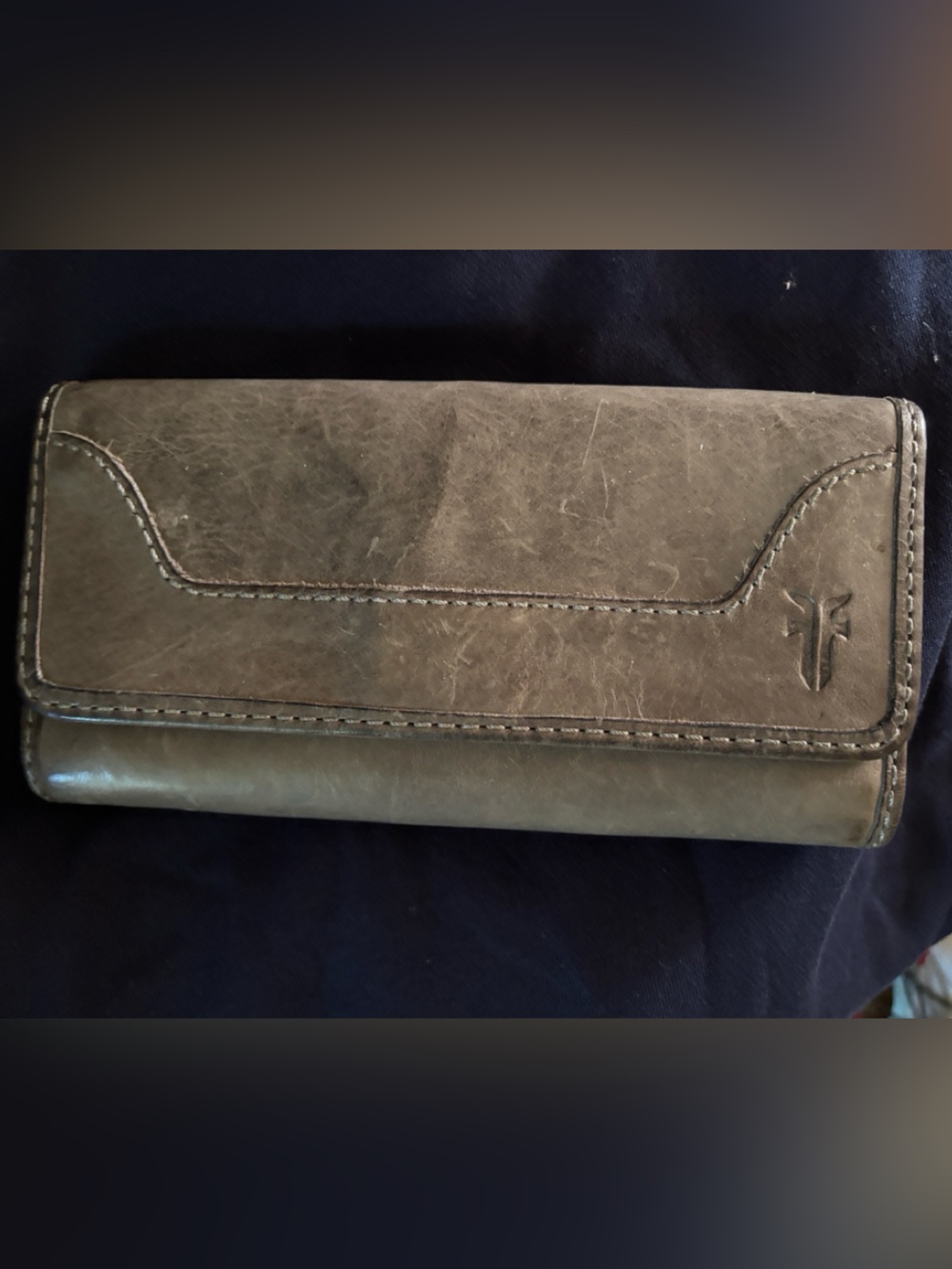Frye Melissa euc compact (slim) wallet grayish-green euc!